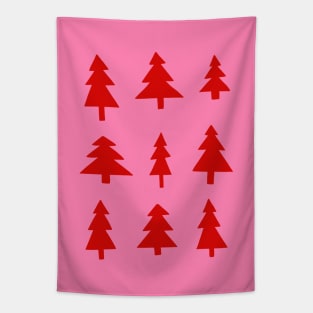 Christmas Tree Pattern in Red and Hot Pink Tapestry