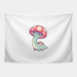 Kawaii simple Mushroom Hat Dinosaur Brontosaurus Tapestry