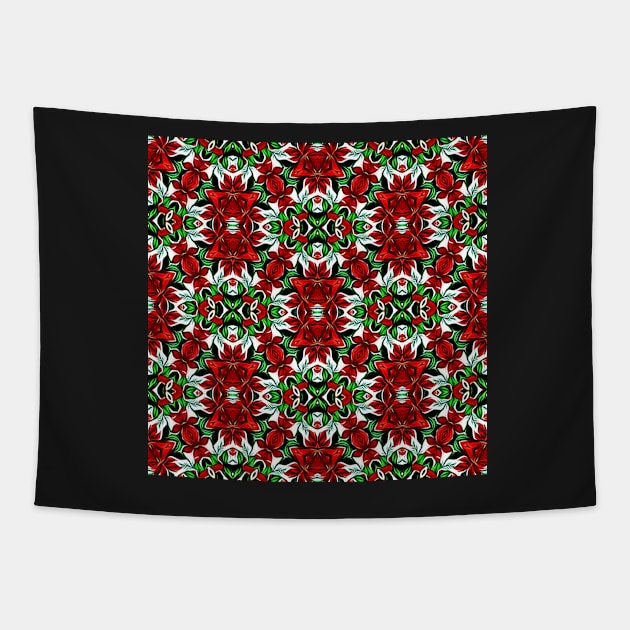 Red and Green Christmas Pattern Number 14 Tapestry by BubbleMench