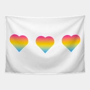 Bi+ Hearts Pansexual Flag (Vertical Gradient Trio) Tapestry