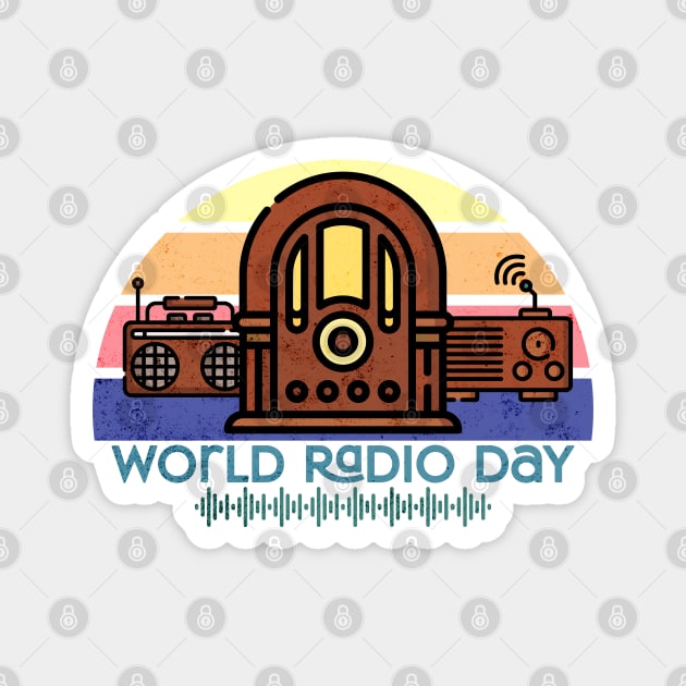 Retro World Radio Day Magnet by HolidayBug