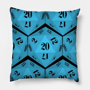 Blue 20-Sided Dice Design Pillow