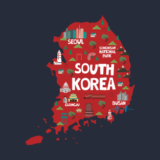 South Korea Illustrated Map T-Shirt