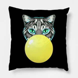 Yellow Bubblegum Cat Pillow