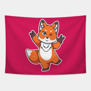 Cute Fox Chibi Character Illustration Tapestry