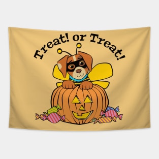 Halloween Dog Honey Bee Pumpkin Tapestry