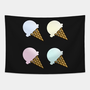 4 Flavor Ice Cream Pattern - Light Pastel Tapestry