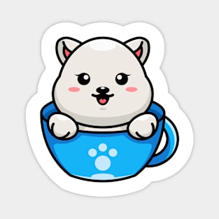 Cute polar bear on cup coffee cartoon Magnet