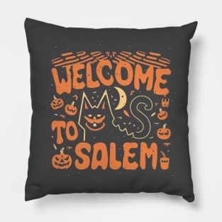 Welcome to Salem Halloween Cat Souvenir Pillow