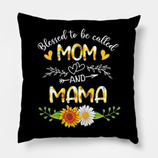 Blessed To Be Called Mom And Mama Sunflowers Pillow