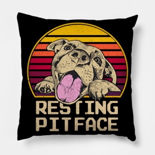 Dog Pitbull Resting Pit Face Funny Pillow