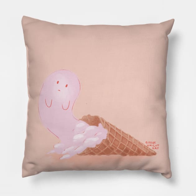 Ghost Ice Cream Pillow by SarahWrightArt