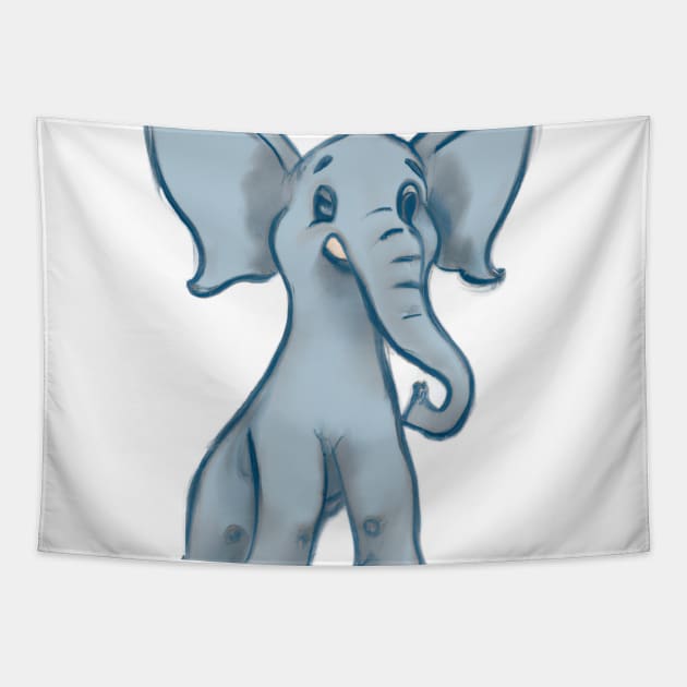 Cute Elephant Drawing Tapestry by Play Zoo