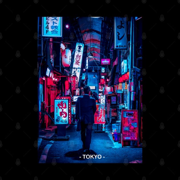 Tokyo Street Neon Synthwave by JeffDesign