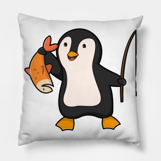 Penguin as Angler with Fish Pillow