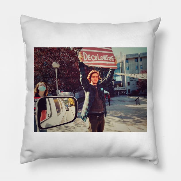 Road trip exploring street scene in Nelson city, British Columbia Canada. Pillow by Nalidsa