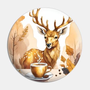 deer with coffee Pin