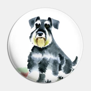 Miniature Schnauzer Watercolor - Gift For Dog Lovers Pin