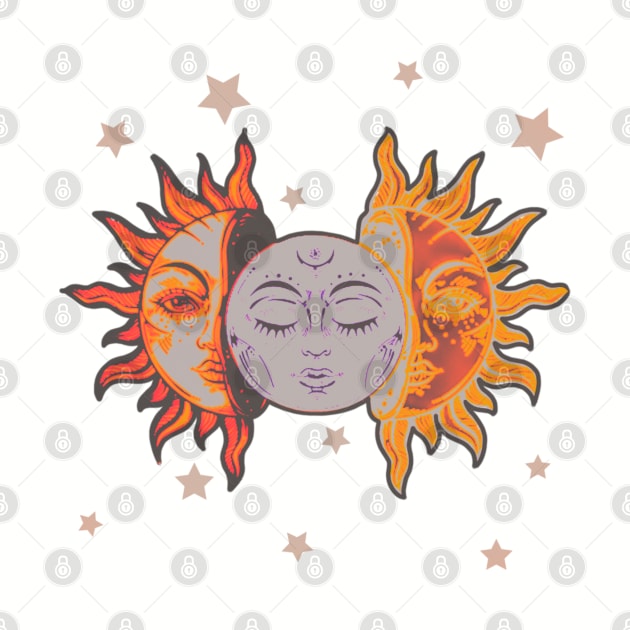 Star child of the moon and sun (matte greyish green bg, matte 2 version) by VantaTheArtist