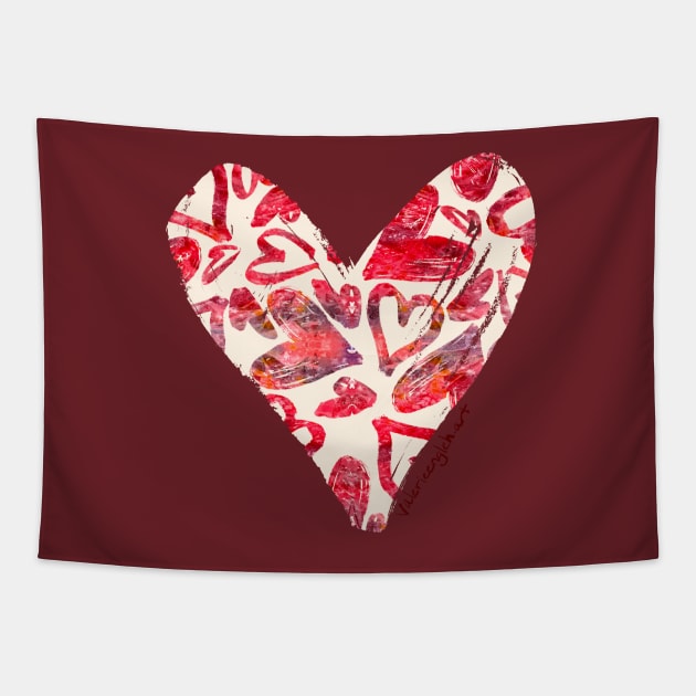Red Watercolor Hearts Surface Pattern Tapestry by venglehart