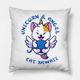 Unicorn and Angel Cat kawaii Pillow