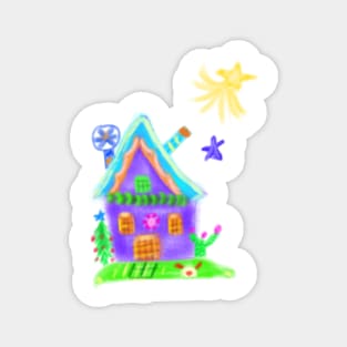 Purple watercolor fairy house Magnet