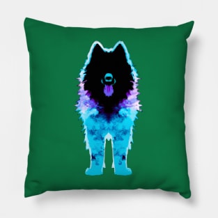 Samoyed Doggo Stencil Artwork Pillow