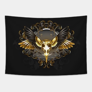 Golden Bird Skull Tapestry