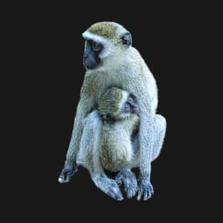 Vervet Monkey Mama with Baby in Kenya / Africa T-Shirt