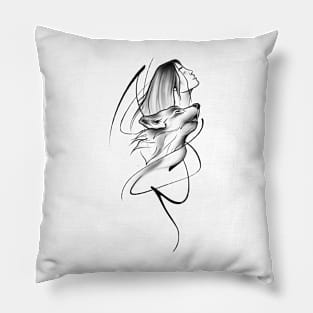 The Girl and the Wolf Pillow