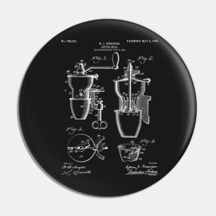 Coffee Mill Patent - Coffee Shop Art - Black Chalkboard Pin