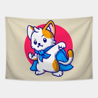 Cute Cat Supe Hero Cartoon Tapestry