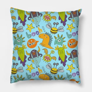 Colorful Monsters Pattern Pillow