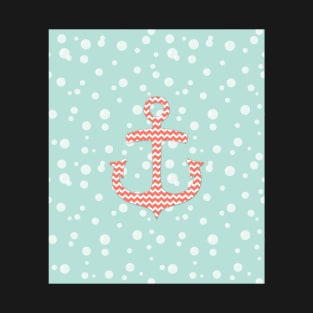 Chevron Anchor Coral Turquoise Blue T-Shirt