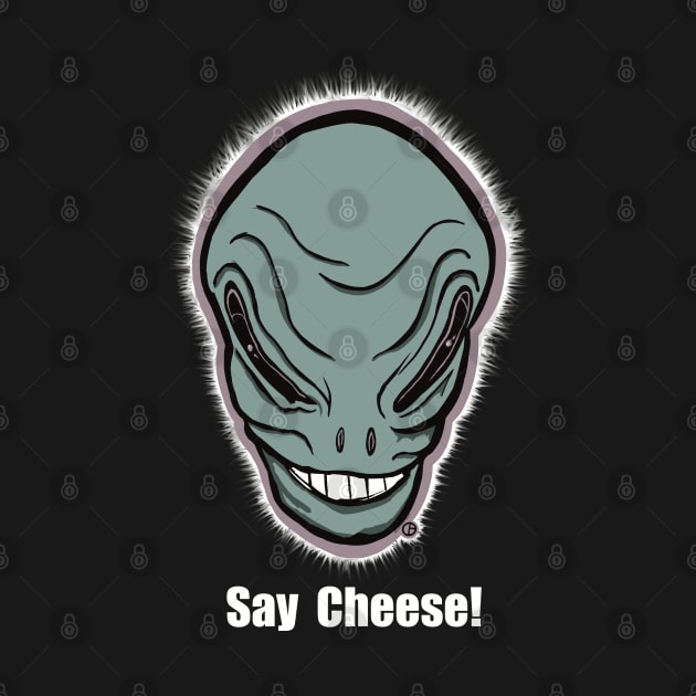 Mr. Grey Alien Say Cheese! by Art from the Blue Room