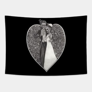 Skeletons loves couple wedding. Tapestry