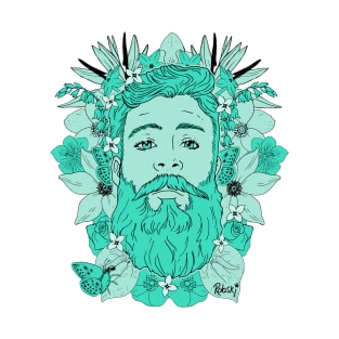 Floral beard mint T-Shirt