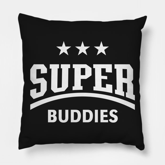 Super Buddies (White) Pillow by MrFaulbaum