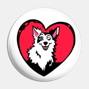 Heart wink dog car sticker plus Pin