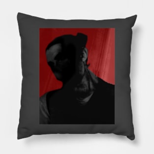 Special processing. Dark mystic king, death itself. Very strong guy, portrait. Head and neck. Red and gray. Pillow