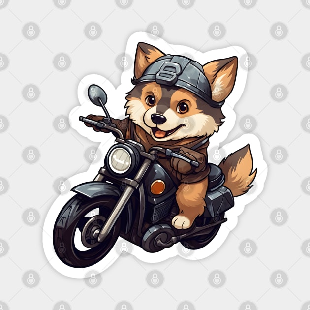 Cartoon Dog Rides Motorcycle to Fun Magnet by AestheticsArt81