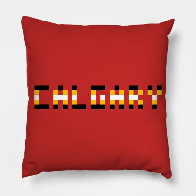 Pixel Hockey City Calgary 2017 Pillow by gkillerb