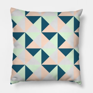 Navy Blue Mint Peach Lavender Geometric Triangles Pattern Pillow