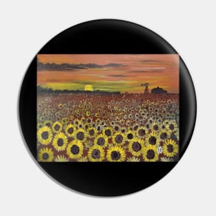 In the Sunflower Field at Sunset Pin