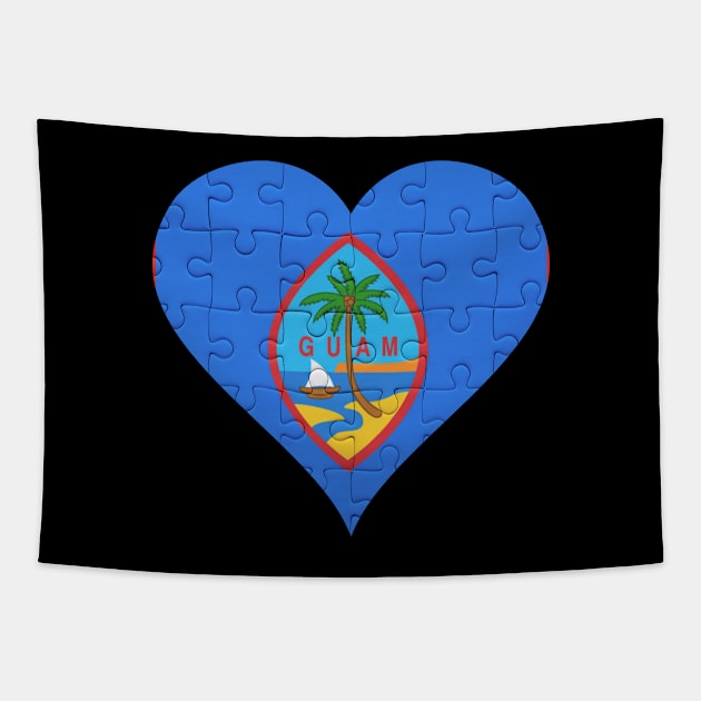 Guamanian Jigsaw Puzzle Heart Design - Gift for Guamanian With Guam Roots Tapestry by Country Flags