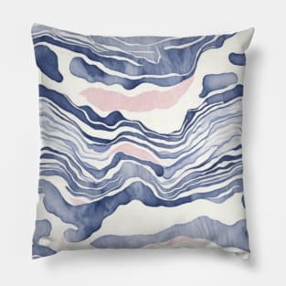 Swirl Blue Indigo Pastel Pink Abstract Pattern Pillow