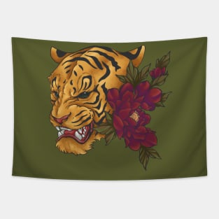 Floral Tiger Tapestry