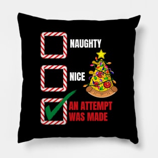 Naughty or Nice Christmas Pizza Tree Pillow