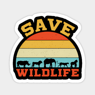 Save Wildlife Endangered Rhino Lion Elephant Tiger Gorilla Magnet