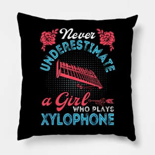 Vintage Never Underestimate Girl Who Plays Xylophone Musical Pillow